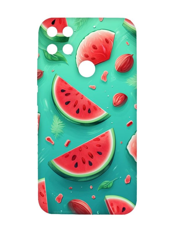 Чохол з рожевими боками на Xiaomi Redmi 10C :: Скибки кавуна (принт 340)