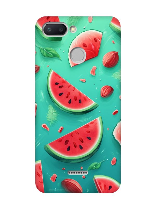 Чохол з рожевими боками на Xiaomi Redmi 6 :: Скибки кавуна (принт 340)