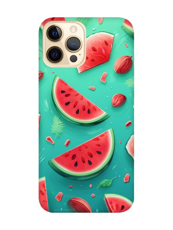 Чохол з червоними боками на Apple iPhone 12 Pro Max :: Скибки кавуна (принт 340)