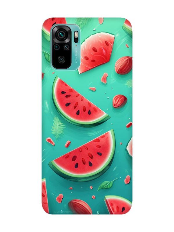 Чохол з рожевими боками на Xiaomi Redmi Note 10 / Note 10s :: Скибки кавуна (принт 340)