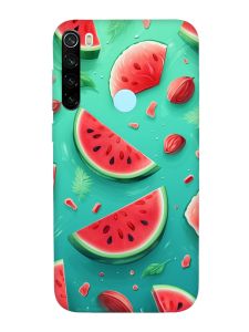 Чохол з червоними боками на Xiaomi Redmi Note 8T :: Скибки кавуна (принт 340)