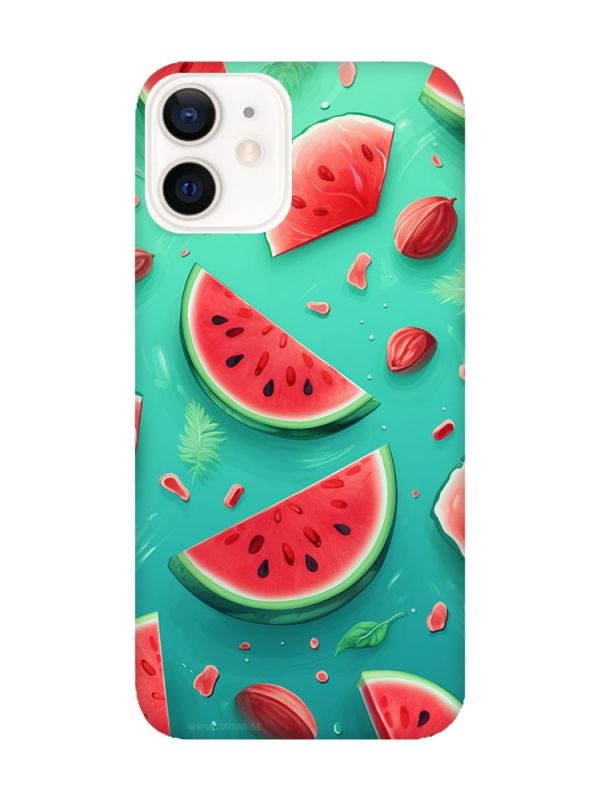 Чохол з рожевими боками на Apple iPhone 12 / 12 Pro (6.1) :: Скибки кавуна (принт 340)