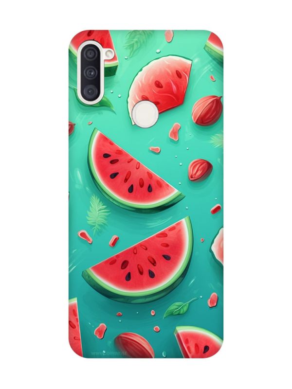 Чохол з чорними боками на Samsung Galaxy A11 :: Скибки кавуна (принт 340)