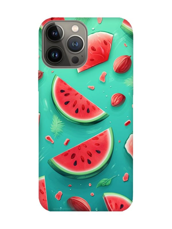 Чохол з рожевими боками на Apple iPhone 13 Pro :: Скибки кавуна (принт 340)