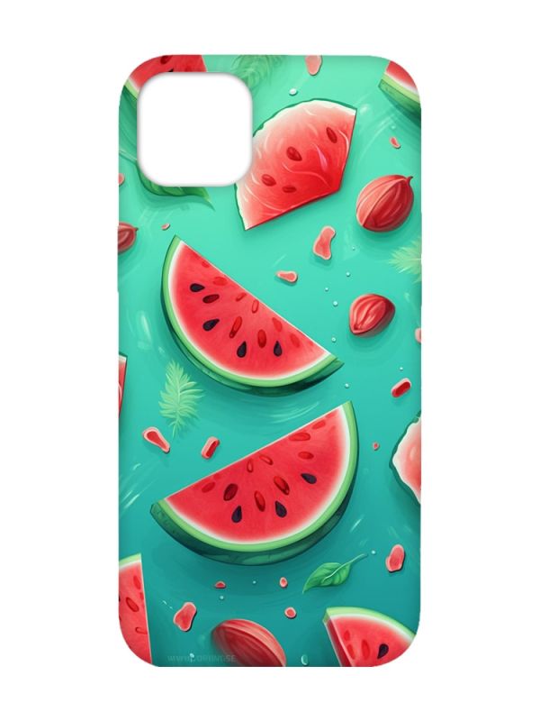 Чохол з рожевими боками на Apple iPhone 14 Plus :: Скибки кавуна (принт 340)