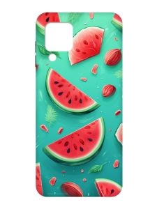 Чохол з чорними боками на Samsung Galaxy M32 / A22 / M22 4G :: Скибки кавуна (принт 340)