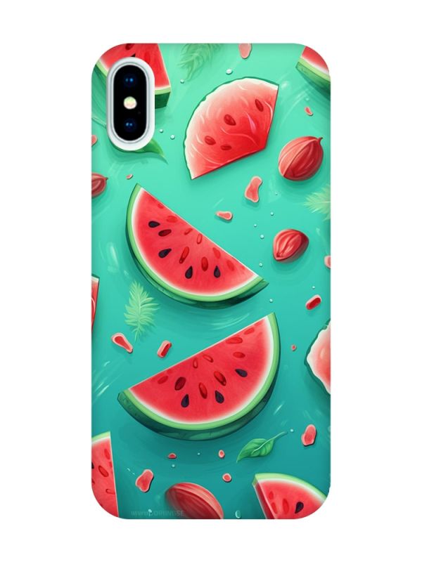 Чохол з рожевими боками на iPhone X / Xs :: Скибки кавуна (принт 340)