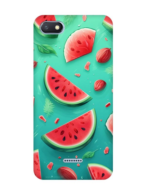 Чохол з чорними боками на Xiaomi Redmi 6A :: Скибки кавуна (принт 340)