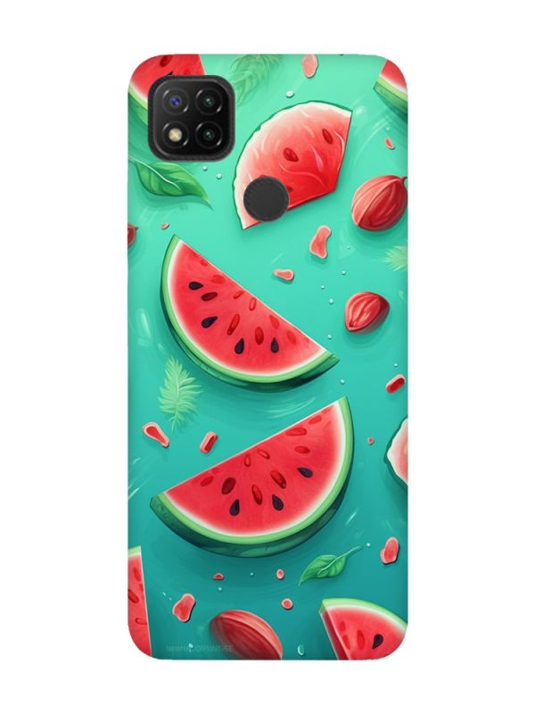 Чохол з чорними боками на Xiaomi Redmi 9C/10A :: Скибки кавуна (принт 340)