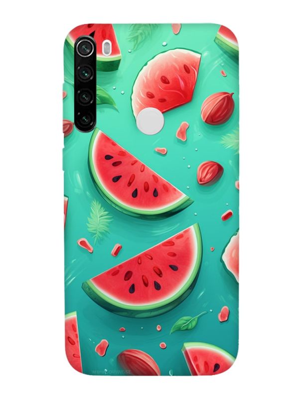 Чохол з чорними боками на Xiaomi Redmi Note 8T :: Скибки кавуна (принт 340)