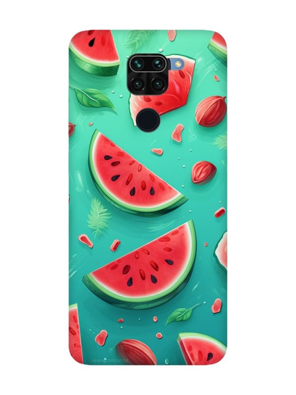 Чохол з чорними боками на Xiaomi Redmi Note 9 :: Скибки кавуна (принт 340)