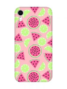 Матовий рожевий чохол на Apple iPhone XR :: Кавуни и лайм (принт 345)