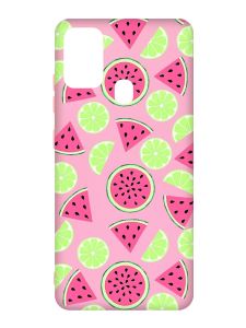 Матовий рожевий чохол на Samsung Galaxy M30s/M21 :: Кавуни и лайм (принт 345)