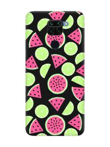 Матовий чорний чохол на Xiaomi Redmi Note 9 :: Кавуни и лайм (принт 345)