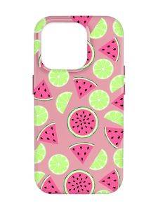 Матовий рожевий чохол на Apple iPhone 14 Pro Max :: Кавуни и лайм (принт 345)