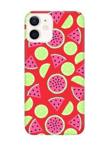 Матовий червоний чохол на Apple iPhone 12 / 12 Pro (6.1) :: Кавуни и лайм (принт 345)