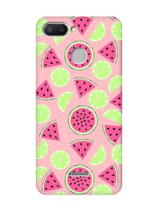 Матовий рожевий чохол на Xiaomi Redmi 6 :: Кавуни и лайм (принт 345)