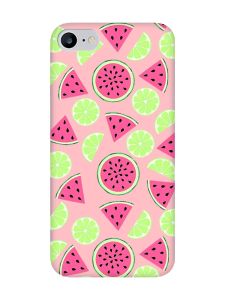 Матовий рожевий чохол на iPhone 7 / 8 :: Кавуни и лайм (принт 345)