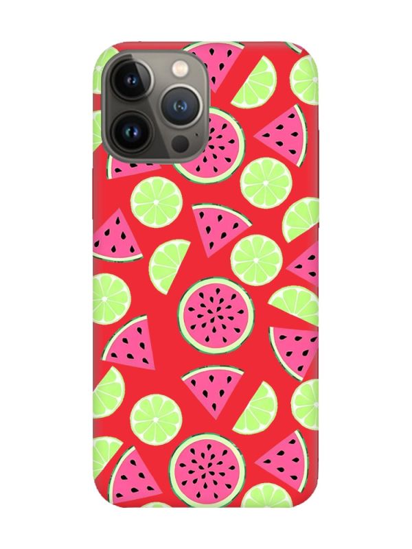 Матовий червоний чохол на Apple iPhone 13 Pro :: Кавуни и лайм (принт 345)