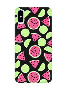 Матовий чорний чохол на iPhone X / Xs :: Кавуни и лайм (принт 345)