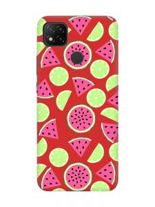 Матовий червоний чохол на Xiaomi Redmi 9C/10A :: Кавуни и лайм (принт 345)
