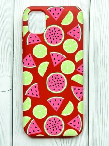 Матовий червоний чохол на Samsung Galaxy A04E/A042 :: Кавуни и лайм (принт 345)