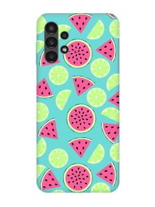 Матовий бірюзовий чохол на Samsung Galaxy A13 4G :: Кавуни и лайм (принт 345)