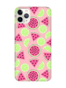 Матовий рожевий чохол на iPhone 11 Pro Max (6.5) :: Кавуни и лайм (принт 345)