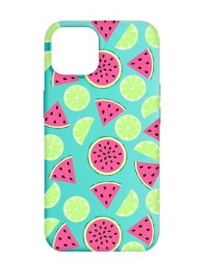 Матовий бірюзовий чохол на Apple iPhone 14 :: Кавуни и лайм (принт 345)