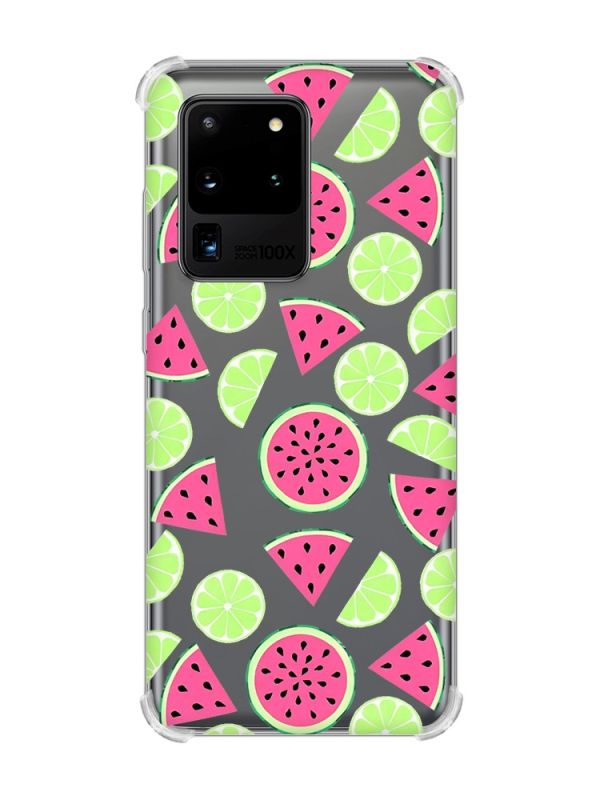 Чохол з потовщеними кутами на Samsung Galaxy S20 Ultra :: Кавуни и лайм (принт 345)