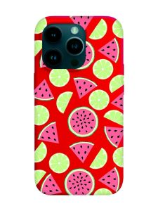 Матовий червоний чохол на Apple iPhone 14 Pro :: Кавуни и лайм (принт 345)
