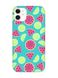 Матовий бірюзовий чохол на Apple iPhone 11 (6.1) :: Кавуни и лайм (принт 345)