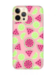 Матовий рожевий чохол на Apple iPhone 12 Pro Max :: Кавуни и лайм (принт 345)
