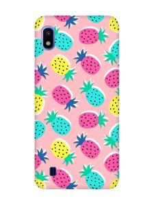 Матовий рожевий чохол на Samsung Galaxy A10 (2019) A105 :: Різнокольорові ананаси (принт 346)