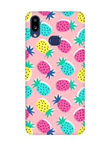 Матовий рожевий чохол на Samsung Galaxy A10s (A107) :: Різнокольорові ананаси (принт 346)