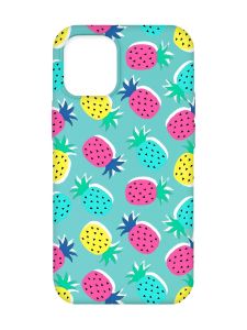 Матовий бірюзовий чохол на Apple iPhone 12/12 Pro (6.1) :: Різнокольорові ананаси (принт 346)