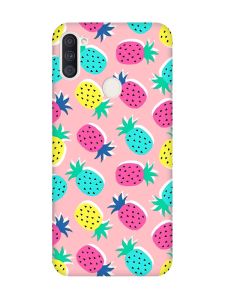 Матовий рожевий чохол на Samsung Galaxy A11 :: Різнокольорові ананаси (принт 346)