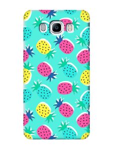 Матовий бірюзовий чохол на Samsung Galaxy J7(2016) J710 :: Різнокольорові ананаси (принт 346)