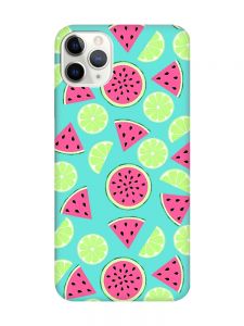 Матовий бірюзовий чохол на iPhone 11 Pro Max (6.5) :: Кавуни и лайм (принт 345)