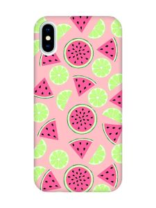 Матовий рожевий чохол на iPhone X / Xs :: Кавуни и лайм (принт 345)