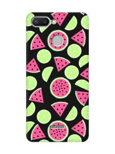 Матовий чорний чохол на Xiaomi Redmi 6 :: Кавуни и лайм (принт 345)
