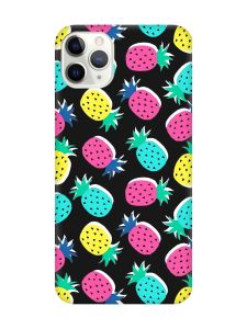 Матовий чорний чохол на iPhone 11 Pro Max (6.5) :: Різнокольорові ананаси (принт 346)