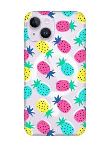 Магнітний чохол на iPhone 14 із підтримкою MagSafe :: Різнокольорові ананаси (принт 346)