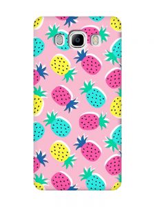 Матовий рожевий чохол на Samsung Galaxy J7(2016) J710 :: Різнокольорові ананаси (принт 346)