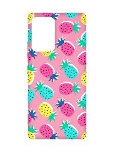 Матовий рожевий чохол на Samsung Galaxy A52 :: Різнокольорові ананаси (принт 346)
