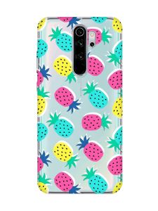 Прозорий чохол на Xiaomi Redmi Note 8 Pro :: Різнокольорові ананаси (принт 346)