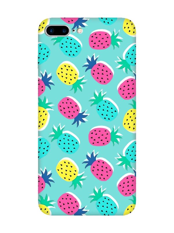 Матовий бірюзовий чохол на iPhone 7 Plus/8 Plus :: Різнокольорові ананаси (принт 346)
