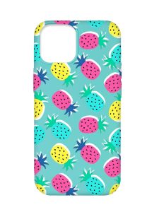 Матовий бірюзовий чохол на Apple iPhone 12 Pro Max :: Різнокольорові ананаси (принт 346)