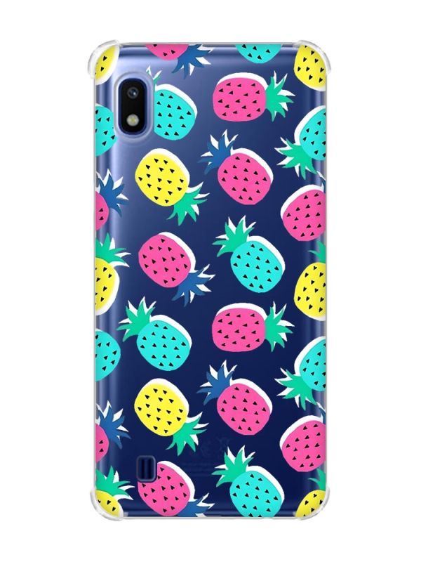 Чохол з потовщеними кутами на Samsung Galaxy A10 (2019)/A105 :: Різнокольорові ананаси (принт 346)