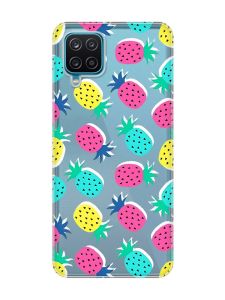 Прозорий чохол на Samsung Galaxy A12 4G :: Різнокольорові ананаси (принт 346)